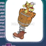 Playful Tigger Bouncing Honey Barrel Spring Shoe Embroidery Designs - Instant Download