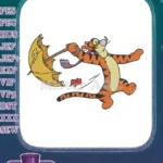 Tigger bouncing with umbrella Winnie Pooh autumn embroidery designs - Instant Download