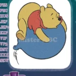 Winnie Pooh Bear Sleeping on Deflating Blue Balloon Embroidery Designs - Instant Download