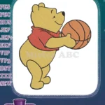 Winnie the Pooh Basketball Player Embroidery Designs for Sports Fans - Instant Download