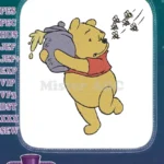 Winnie the Pooh running from bees with honey pot embroidery designs - Instant Download