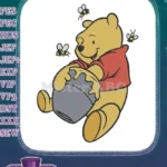 Winnie the Pooh with Honey Pot and Bees Embroidery Designs - Instant Download