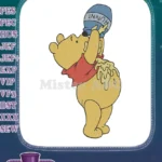 Winnie the Pooh bear enjoying honey pot embroidery designs - Instant Download