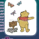 Winnie the Pooh with Butterflies and Hunny Sign Embroidery Designs - Instant Download