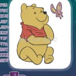 Winnie the Pooh and Butterfly Cartoon Embroidery Designs for Kids - Instant Download