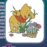Winnie the Pooh Bear with Hunny Pot Basket Embroidery Designs - Instant Download