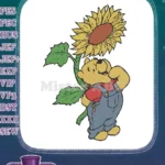 Winnie the Pooh Holding Sunflower Kids Embroidery Designs - Instant Download