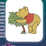 Winnie the Pooh Hugging Green Leafy Tree Embroidery Designs - Instant Download