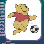 Winnie the Pooh playing soccer character embroidery designs for kids - Instant Download
