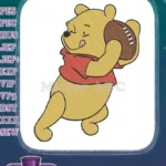 Adorable Winnie the Pooh playing American football themed embroidery designs - Instant Download
