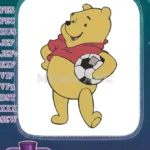 Winnie the Pooh holding a soccer ball embroidery designs for kids - Instant Download