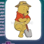 Winnie the Pooh Gardening Bear with Shovel Embroidery Designs - Instant Download