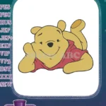 Happy Winnie the Pooh lying down character embroidery designs - Instant Download