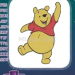 Joyful Winnie the Pooh bear with arm raised embroidery designs - Instant Download