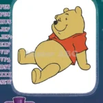 Adorable Winnie the Pooh relaxed smiling bear embroidery designs - Instant Download