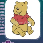 Smiling Winnie the Pooh yellow bear with red shirt embroidery designs - Instant Download