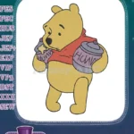 Winnie the Pooh holding honey pots cartoon embroidery designs - Instant Download