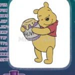 Winnie the Pooh holding honey pot classic cartoon embroidery designs - Instant Download