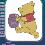 Classic Winnie the Pooh running with honey pot embroidery designs - Instant Download