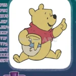 Winnie the Pooh running with honey pot embroidery designs - Instant Download