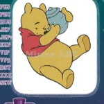 Winnie the Pooh Bear Drinking Honey Pot Embroidery Designs - Instant Download