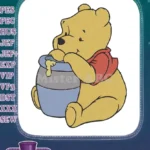Adorable Winnie the Pooh with honey pot embroidery designs - Instant Download