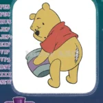 Winnie the Pooh bear backside holding honey pot embroidery designs - Instant Download