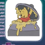 Winnie the Pooh bear emerging from honey pot embroidery designs - Instant Download