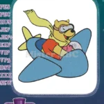 Winnie the Pooh Pilot Flying Blue Airplane Embroidery Designs - Instant Download