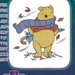 Winnie the Pooh Blustery Autumn Day Embroidery Designs with Scarf - Instant Download