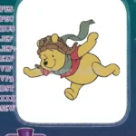 Cute Winnie the Pooh Aviator Flying Cartoon Character Embroidery Designs - Instant Download