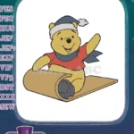 Happy Winnie Pooh Bear Winter Sleigh Ride Embroidery Designs - Instant Download