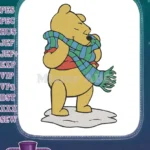 Winnie the Pooh winter scarf embroidery designs for kids - Instant Download