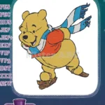 Winnie the Pooh Winter Wonderland Skating Scarf Embroidery Designs - Instant Download