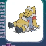 Happy Winnie the Pooh snowy winter embroidery designs - Instant Download