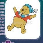 Happy Winnie Pooh winter hat scarf snow angel embroidery designs - Instant Download