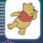 Winnie the Pooh Running Yellow Bear Red Shirt Embroidery Designs - Instant Download