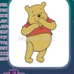 Cute Winnie Pooh yellow bear shy pose embroidery designs - Instant Download