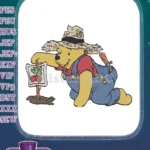 Winnie the Pooh Farmer Gardening Radishes Embroidery Designs - Instant Download