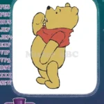 Adorable Winnie the Pooh bear scratching ear cartoon embroidery designs - Instant Download