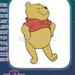 Winnie the Pooh happy bear red shirt embroidery designs - Instant Download