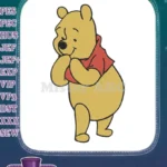 Adorable Winnie the Pooh with red shirt embroidery designs - Instant Download