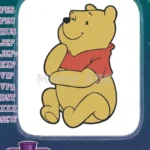 Happy Winnie the Pooh bear sitting embroidery designs - Instant Download