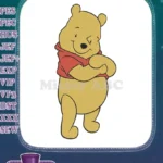 Classic Winnie the Pooh Bear Smiling Red Shirt Embroidery Designs - Instant Download