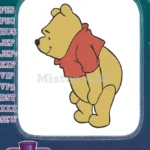 Happy Winnie the Pooh bear leaning forward embroidery designs - Instant Download