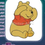 Smiling Winnie the Pooh bear hiding eyes embroidery designs - Instant Download