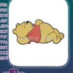 Cute Winnie the Pooh sleeping yellow bear embroidery designs - Instant Download