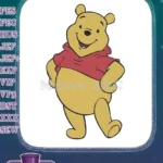 Happy Winnie the Pooh cartoon bear red shirt embroidery designs - Instant Download