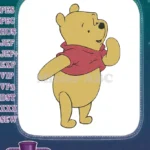 Winnie the Pooh waving yellow bear red shirt embroidery designs - Instant Download
