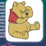 Lovable Winnie the Pooh red shirt peeking embroidery designs - Instant Download